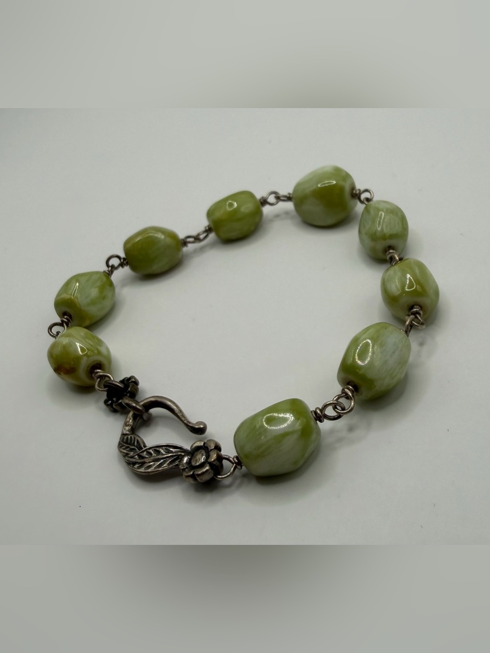 Genuine Gemstone Bracelet - Ornate Togle Clasp